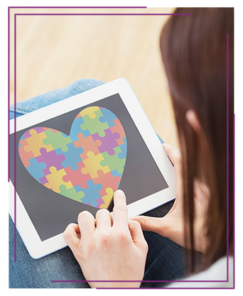 Young girl working on a colorful, electronic puzzle